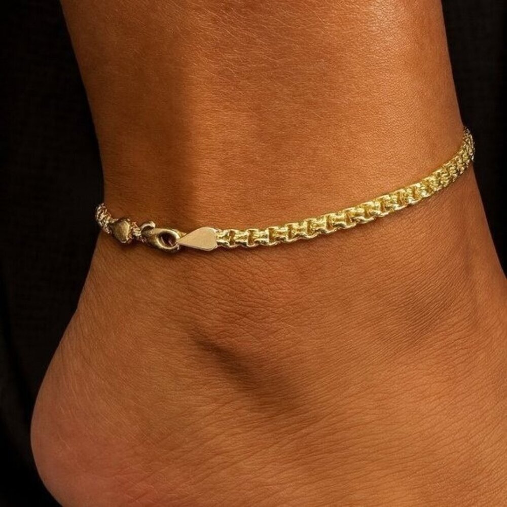 14k‎ stamped Gold Bonded Link Charm Anklet (NOT SOLID GOLD